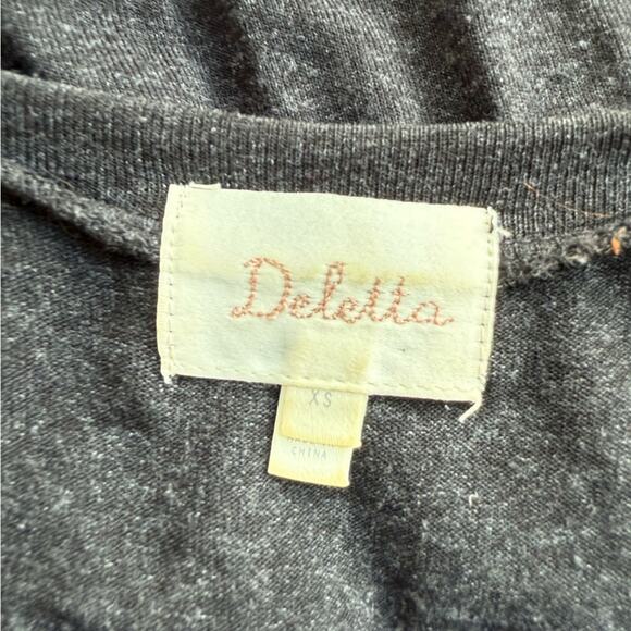 ANTHROPOLOGIE DARK GRAY DELETTA TUNIC TOP HIGH LOW 3/4 SLEEVE XS - Picture 5 of 6